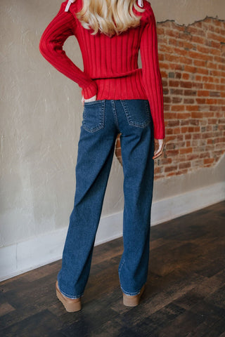 Longer Length Wide Leg, Dark Denim by Just Black Denim *final sale* - The Red Thread Boutique
