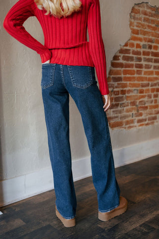 Longer Length Wide Leg, Dark Denim by Just Black Denim *final sale* - The Red Thread Boutique