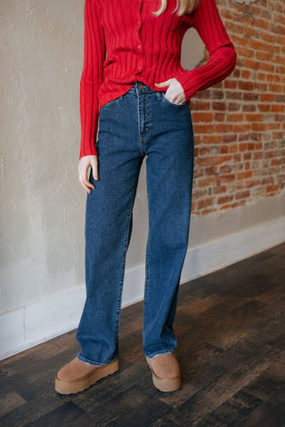 Longer Length Wide Leg, Dark Denim by Just Black Denim *final sale* - The Red Thread Boutique