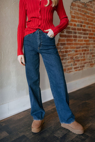 Longer Length Wide Leg, Dark Denim by Just Black Denim *final sale* - The Red Thread Boutique