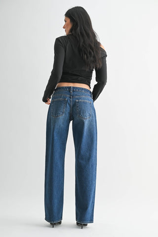 Low Rise Studded Baggy Jean - The Red Thread Boutique