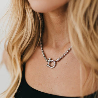 Lucky Me Horseshoe Toggle Necklace - Silver - The Red Thread Boutique