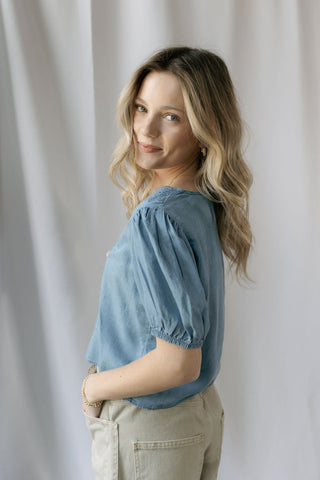 Lucy Scallop Denim Top - The Red Thread Boutique