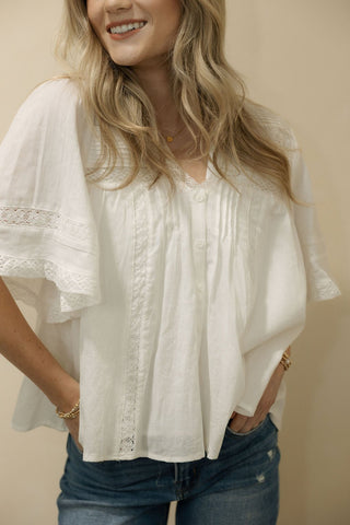 Luna Pintuck Top, Off White - The Red Thread Boutique