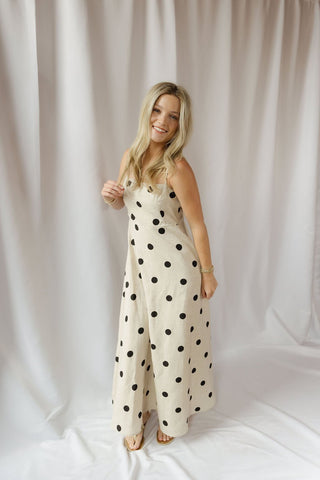 Madison Polka Dot Linen Dress - The Red Thread Boutique