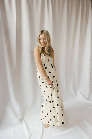 Madison Polka Dot Linen Dress - The Red Thread Boutique