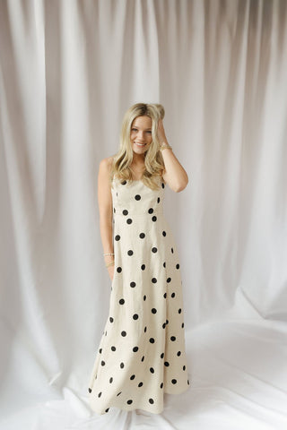 Madison Polka Dot Linen Dress - The Red Thread Boutique