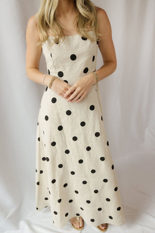 Madison Polka Dot Linen Dress - The Red Thread Boutique