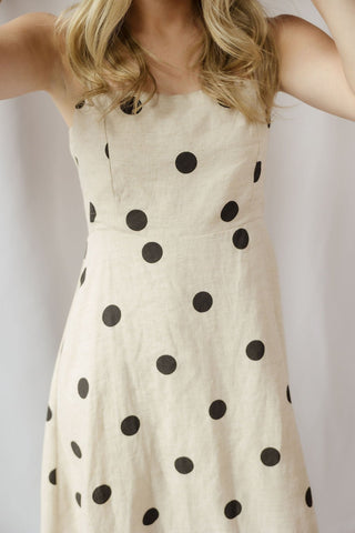 Madison Polka Dot Linen Dress - The Red Thread Boutique