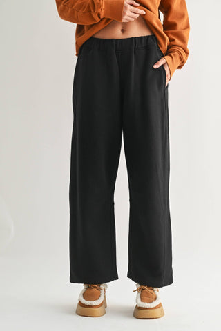 Malibu Air Cotton Barrel Lounge Pants, Black - The Red Thread Boutique