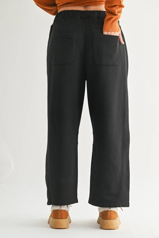 Malibu Air Cotton Barrel Lounge Pants, Black - The Red Thread Boutique