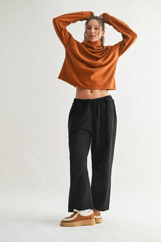 Malibu Air Cotton Barrel Lounge Pants, Black - The Red Thread Boutique
