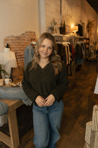 Marigold Sweater, Forrest - The Red Thread Boutique