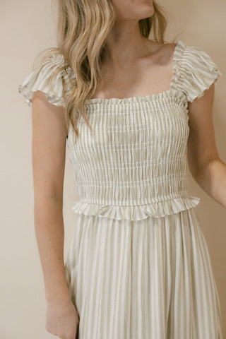 Marley Stripe Dress, Green - The Red Thread Boutique