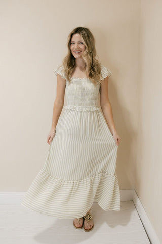 Marley Stripe Dress, Green - The Red Thread Boutique