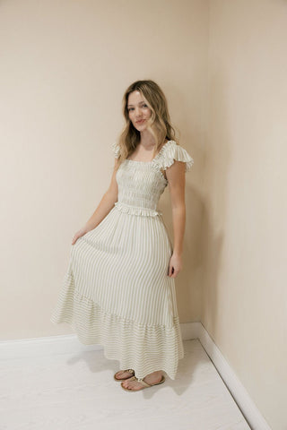 Marley Stripe Dress, Green - The Red Thread Boutique