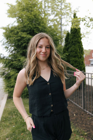 Marta Linen Vest, Black by Z Supply *final sale - The Red Thread Boutique