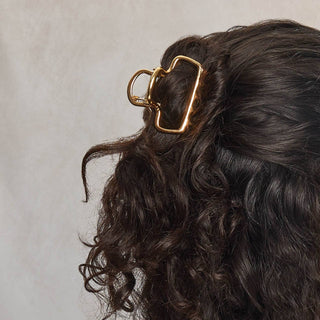 Metal Medium Open Shape Puffy Claw Clip - Gold - The Red Thread Boutique