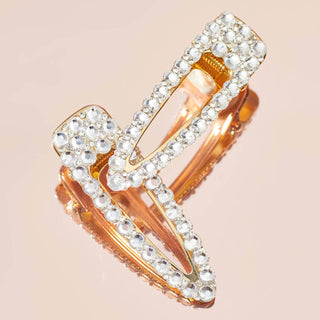 Metal Rhinestone Large Open Shape Hair Clip 1pc - Gold - The Red Thread Boutique
