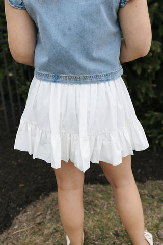 Mid Rise Bubble Hem Mini Skirt *final sale - The Red Thread Boutique