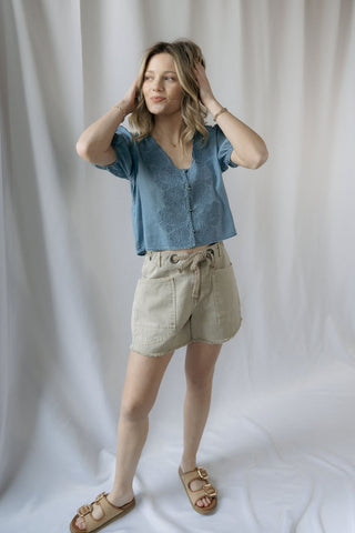 Millie Drawstring Shorts, Stone - The Red Thread Boutique