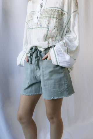 Millie Drawstring Shorts, Vtg Blue - The Red Thread Boutique