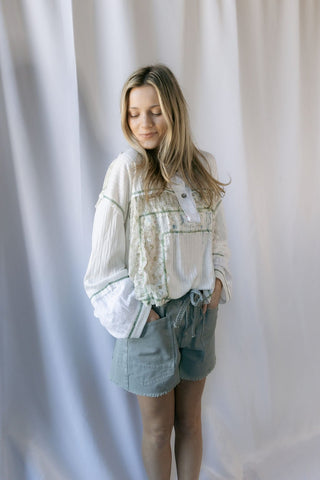 Millie Drawstring Shorts, Vtg Blue - The Red Thread Boutique