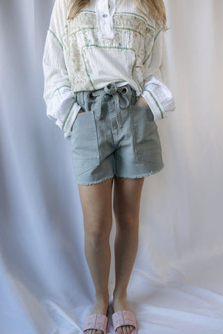 Millie Drawstring Shorts, Vtg Blue - The Red Thread Boutique