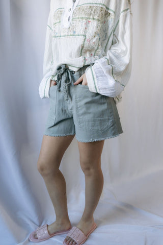 Millie Drawstring Shorts, Vtg Blue - The Red Thread Boutique
