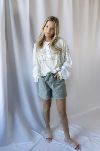 Millie Drawstring Shorts, Vtg Blue - The Red Thread Boutique