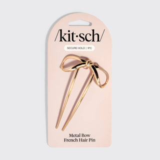 Mini Metal Bow French Hair Pin - Gold - The Red Thread Boutique