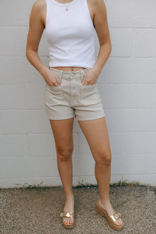 Mini Patch Pocket Shorts, Sea Salt *final sale - The Red Thread Boutique