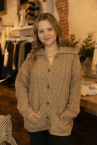 Molly Oversized Cardigan, Mocha - The Red Thread Boutique