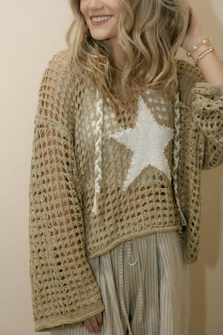 Montana Star Crochet Hooded Sweater - The Red Thread Boutique