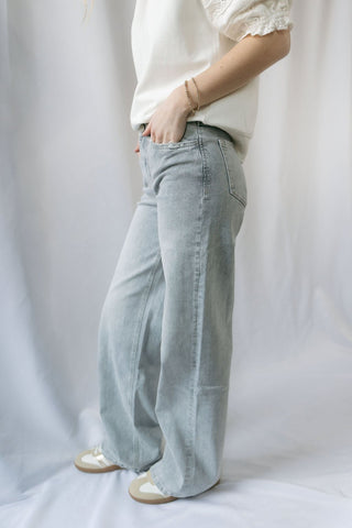Montego Bay High Rise Wide Leg, Gray Jeans - The Red Thread Boutique