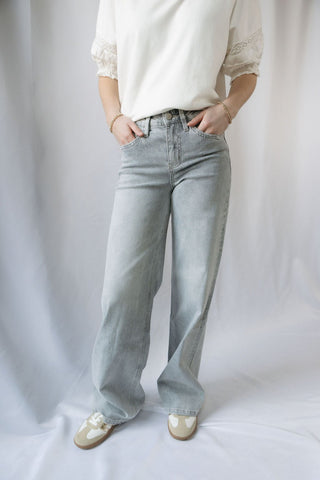 Montego Bay High Rise Wide Leg, Gray Jeans - The Red Thread Boutique