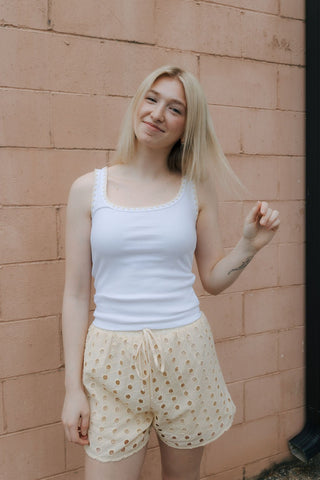 Monti Eyelet Shorts, Natural *final sale* - The Red Thread Boutique