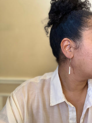 Mother of Pearl bar hoops - The Red Thread Boutique
