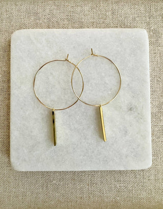 Mother of Pearl bar hoops - The Red Thread Boutique