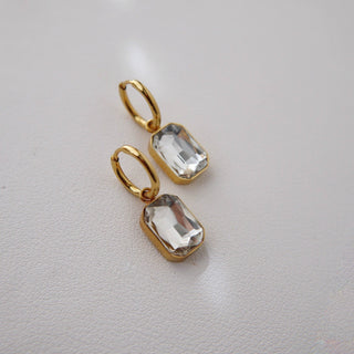 Naomi Hoops - White | Zircon Drop Hoops - The Red Thread Boutique