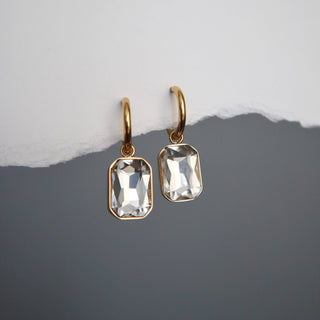 Naomi Hoops - White | Zircon Drop Hoops - The Red Thread Boutique