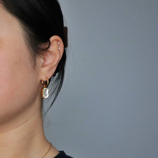 Naomi Hoops - White | Zircon Drop Hoops - The Red Thread Boutique