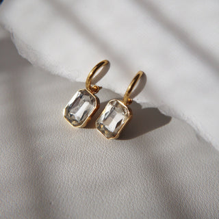 Naomi Hoops - White | Zircon Drop Hoops - The Red Thread Boutique