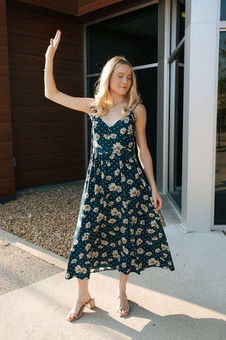 Navy Floral Dress *final sale - The Red Thread Boutique