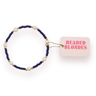 Navy Pearl Bracelet: Standard 6.75 inch - The Red Thread Boutique