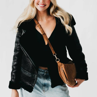 Netty Nubuck Crossbody: Camel - The Red Thread Boutique