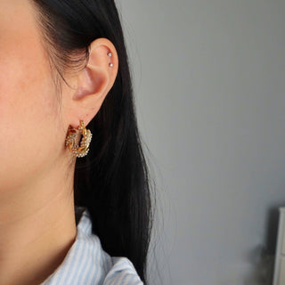 Nolita Hoops | Pearl Gold Twisted Hoops - The Red Thread Boutique