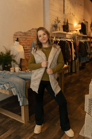 Oversized Quilted Fleece Vest - The Red Thread Boutique