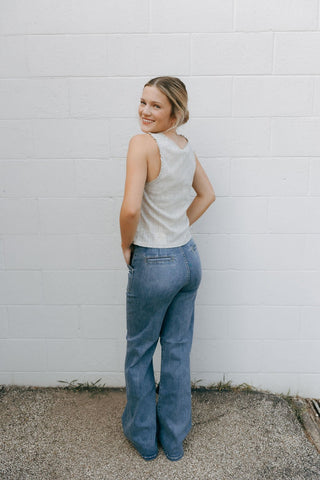 Patch Pocket Wide Leg Flare - The Red Thread Boutique