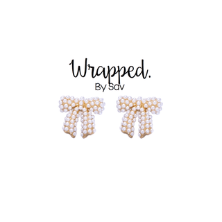 Pearl Studded Bow Studs: Silver - The Red Thread Boutique